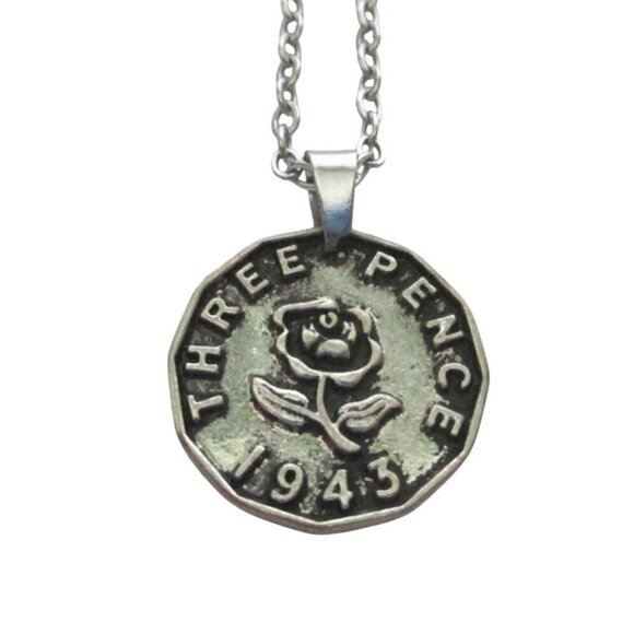 New Three Pence Coin Pendant Necklace Vintage Style Jewelry Gift - Picture 1 of 5
